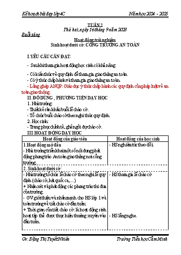 Kế hoạch bài dạy Lớp 4 - Tuần 2 - Năm học 2024-2025 - Đặng Thị Tuyết Nhiên