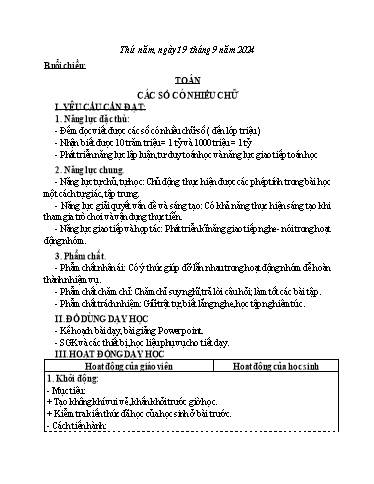 Kế hoạch bài dạy Lớp 4 - Tuần 2 - Năm học 2024-2025 - Nguyễn Đình Dũng