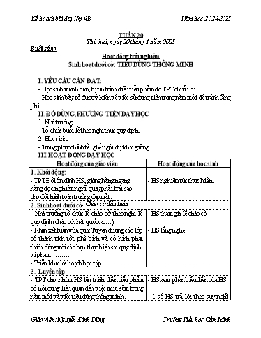 Kế hoạch bài dạy Lớp 4 - Tuần 20 - Năm học 2024-2025 - Nguyễn Đình Dũng