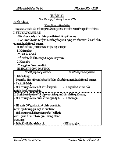 Kế hoạch bài dạy Lớp 4 - Tuần 21 - Năm học 2024-2025 - Nguyễn Thị Bích Hường