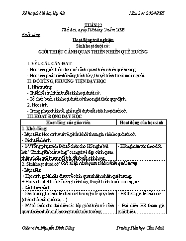 Kế hoạch bài dạy Lớp 4 - Tuần 22 - Năm học 2024-2025 - Nguyễn Đình Dũng