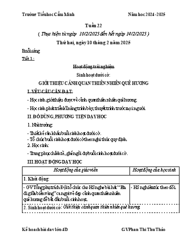Kế hoạch bài dạy Lớp 4 - Tuần 22 - Năm học 2024-2025 - Phan Thị Thu Thảo