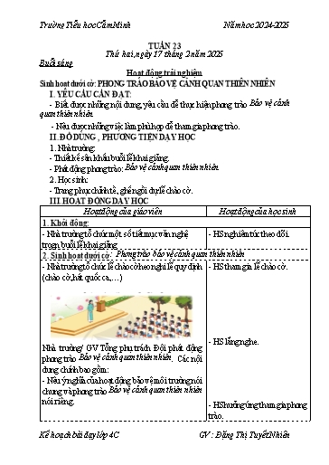 Kế hoạch bài dạy Lớp 4 - Tuần 23 - Năm học 2024-2025 - Đặng Thị Tuyết Nhiên