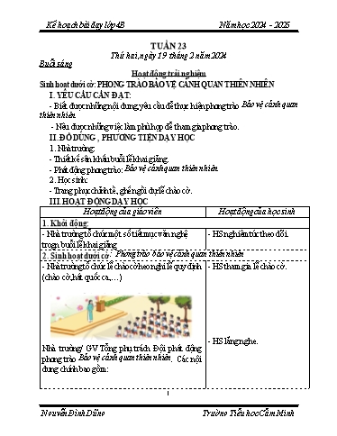 Kế hoạch bài dạy Lớp 4 - Tuần 23 - Năm học 2024-2025 - Nguyễn Đình Dũng