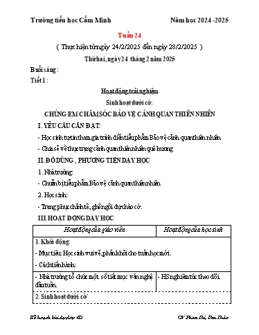 Kế hoạch bài dạy Lớp 4 - Tuần 24 - Năm học 2024-2025 - Phan Thị Thu Thảo