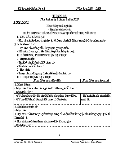 Kế hoạch bài dạy Lớp 4 - Tuần 25 - Năm học 2024-2025 - Nguyễn Thị Bích Hường