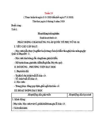 Kế hoạch bài dạy Lớp 4 - Tuần 25 - Năm học 2024-2025 - Phan Thị Thu Thảo