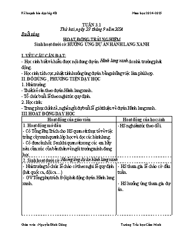 Kế hoạch bài dạy Lớp 4 - Tuần 3 - Năm học 2024-2025 - Nguyễn Đình Dũng