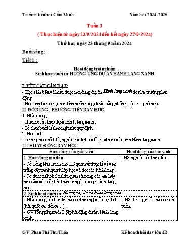 Kế hoạch bài dạy Lớp 4 - Tuần 3 - Năm học 2024-2025 - Phan Thị Thu Thảo