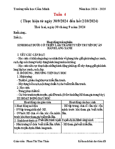 Kế hoạch bài dạy Lớp 4 - Tuần 4 - Năm học 2024-2025 - Phan Thị Thu Thảo