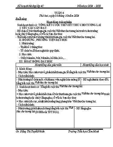 Kế hoạch bài dạy Lớp 4 - Tuần 6 - Năm học 2024-2025 - Đặng Thị Tuyết Nhiên