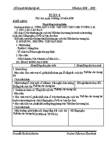 Kế hoạch bài dạy Lớp 4 - Tuần 6 - Năm học 2024-2025 - Nguyễn Thị Bích Hường