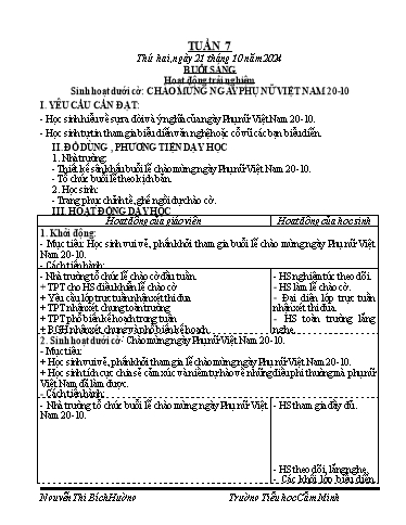 Kế hoạch bài dạy Lớp 4 - Tuần 7 - Năm học 2024-2025 - Nguyễn Thị Bích Hường