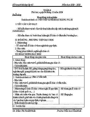 Kế hoạch bài dạy Lớp 4 - Tuần 9 - Năm học 2024-2025 - Đặng Thị Tuyết Nhiên