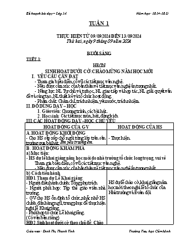 Kế hoạch bài dạy Lớp 5 - Tuần 1 - Năm học 2024-2025 - Đinh Thị Thanh Tình