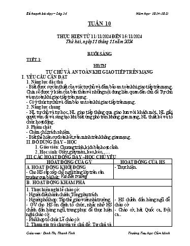 Kế hoạch bài dạy Lớp 5 - Tuần 10 - Năm học 2024-2025 - Đinh Thị Thanh Tình