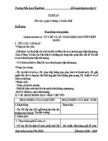 Kế hoạch bài dạy Lớp 5 - Tuần 10 - Năm học 2024-2025 - Dương Thu Hiền