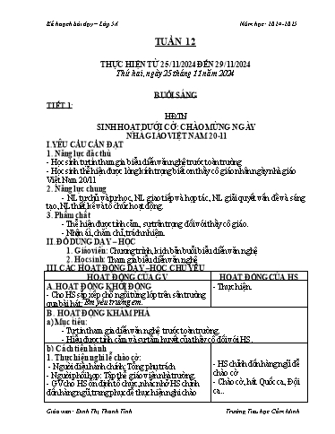 Kế hoạch bài dạy Lớp 5 - Tuần 12 - Năm học 2024-2025 - Đinh Thị Thanh Tình