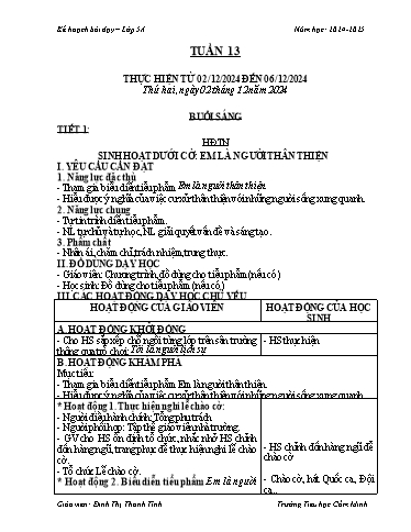 Kế hoạch bài dạy Lớp 5 - Tuần 13 - Năm học 2024-2025 - Đinh Thị Thanh Tình