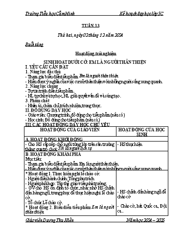 Kế hoạch bài dạy Lớp 5 - Tuần 13 - Năm học 2024-2025 - Dương Thu Hiền
