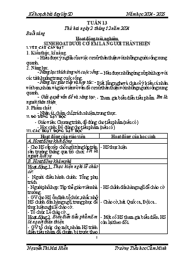 Kế hoạch bài dạy Lớp 5 - Tuần 13 - Năm học 2024-2025 - Nguyễn Thị Mai Hiển