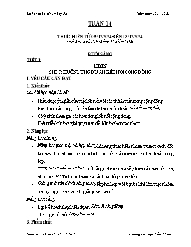 Kế hoạch bài dạy Lớp 5 - Tuần 14 - Năm học 2024-2025 - Đinh Thị Thanh Tình