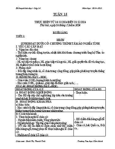 Kế hoạch bài dạy Lớp 5 - Tuần 15 - Năm học 2024-2025 - Đinh Thị Thanh Tình