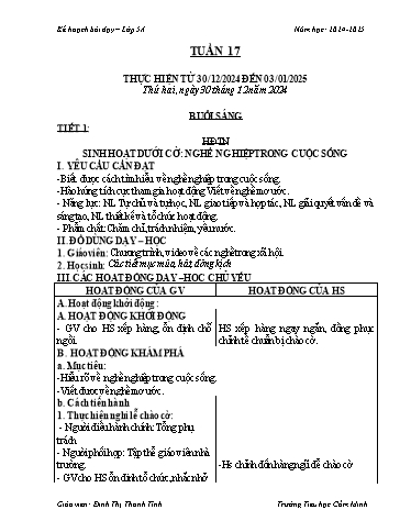 Kế hoạch bài dạy Lớp 5 - Tuần 17 - Năm học 2024-2025 - Đinh Thị Thanh Tình