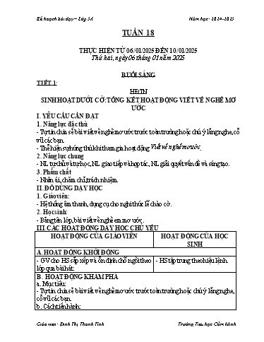 Kế hoạch bài dạy Lớp 5 - Tuần 18 - Năm học 2024-2025 - Đinh Thị Thanh Tình