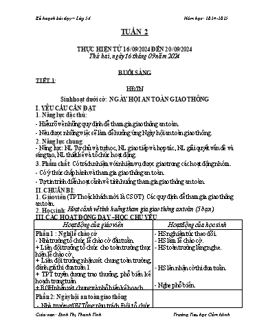 Kế hoạch bài dạy Lớp 5 - Tuần 2 - Năm học 2024-2025 - Đinh Thị Thanh Tình