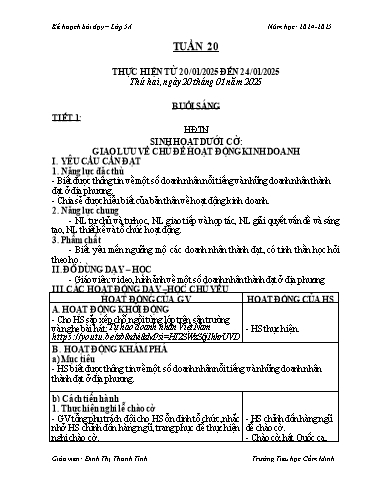 Kế hoạch bài dạy Lớp 5 - Tuần 20 - Năm học 2024-2025 - Đinh Thị Thanh Tình