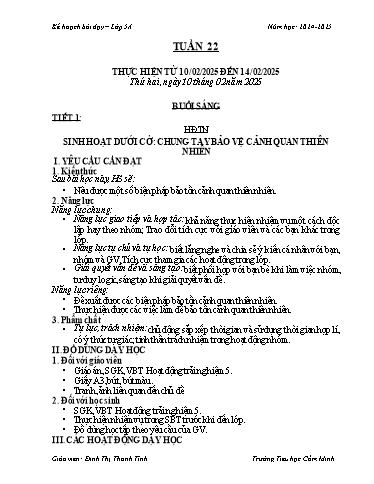 Kế hoạch bài dạy Lớp 5 - Tuần 22 - Năm học 2024-2025 - Đinh Thị Thanh Tình