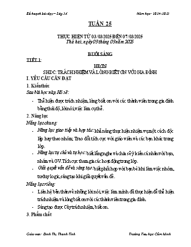 Kế hoạch bài dạy Lớp 5 - Tuần 25 - Năm học 2024-2025 - Đinh Thị Thanh Tình