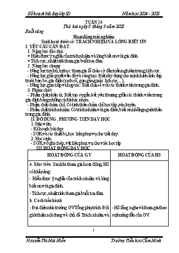 Kế hoạch bài dạy Lớp 5 - Tuần 25 - Năm học 2024-2025 - Nguyễn Thị Mai Hiển