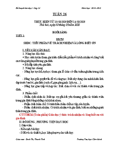 Kế hoạch bài dạy Lớp 5 - Tuần 26 - Năm học 2024-2025 - Đinh Thị Thanh Tình