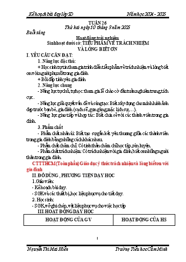 Kế hoạch bài dạy Lớp 5 - Tuần 26 - Năm học 2024-2025 - Nguyễn Thị Mai Hiển