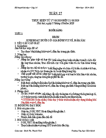 Kế hoạch bài dạy Lớp 5 - Tuần 27 - Năm học 2024-2025 - Đinh Thị Thanh Tình