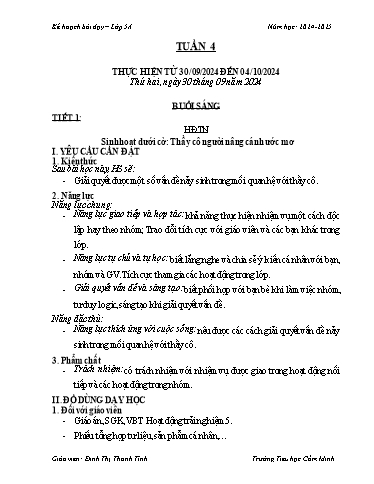 Kế hoạch bài dạy Lớp 5 - Tuần 4 - Năm học 2024-2025 - Đinh Thị Thanh Tình