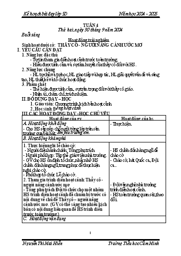 Kế hoạch bài dạy Lớp 5 - Tuần 4 - Năm học 2024-2025 - Nguyễn Thị Mai Hiển