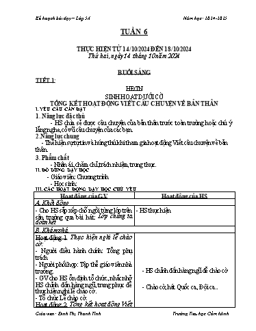 Kế hoạch bài dạy Lớp 5 - Tuần 6 - Năm học 2024-2025 - Đinh Thị Thanh Tình