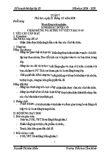 Kế hoạch bài dạy Lớp 5 - Tuần 7 - Năm học 2024-2025 - Nguyễn Thị Mai Hiển