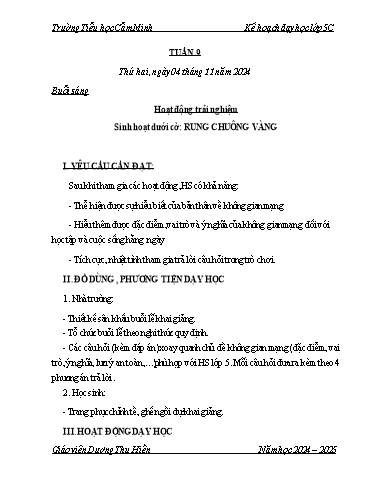 Kế hoạch bài dạy Lớp 5 - Tuần 9 - Năm học 2024-2025 - Dương Thu Hiền
