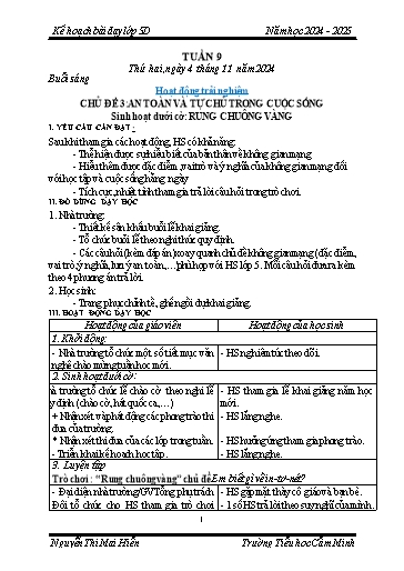 Kế hoạch bài dạy Lớp 5 - Tuần 9 - Năm học 2024-2025 - Nguyễn Thị Mai Hiển