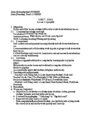 Kế hoạch bài dạy Tiếng Anh 3 - Tuần 26 - Năm học 2024-2025 - Bùi Thị Sao Băng